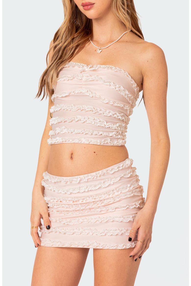 Izzy Ruffle Lace Tube Top, Alternate, color, LIGHT-PINK