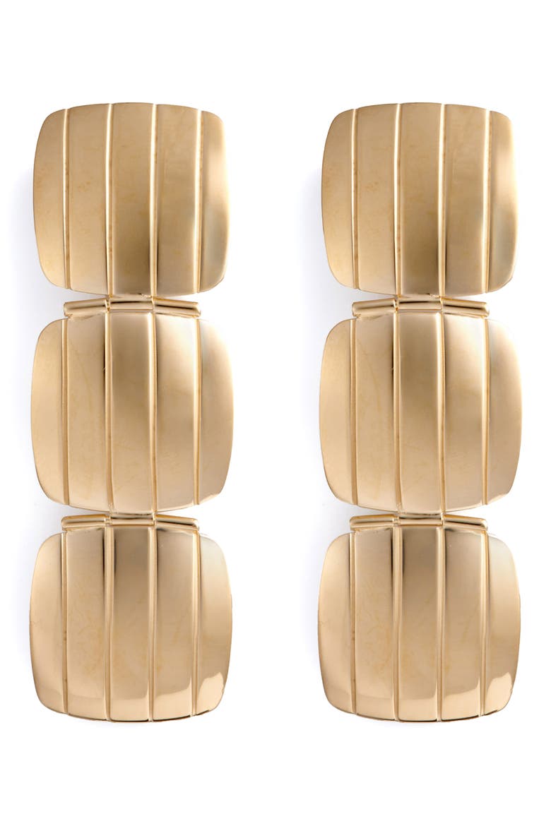 Slot Clip-On Drop Earrings, Main, color, YELLOW GOLD