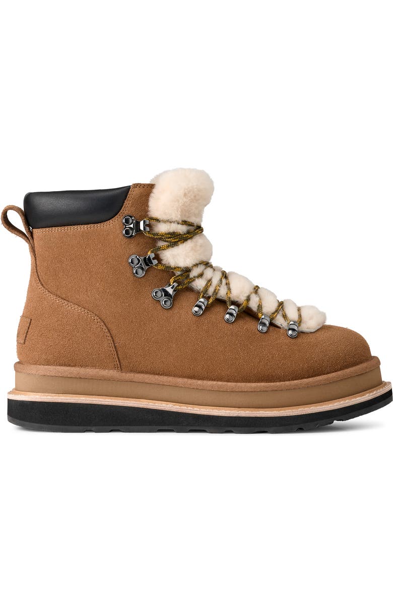 UGG<sup
®</sup
x Sacai Gender Inclusive Hiking Boot, Alternate, color, Chestnut