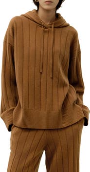 Lilysilk Women's Ribbed Hooded Cashmere Knit Top