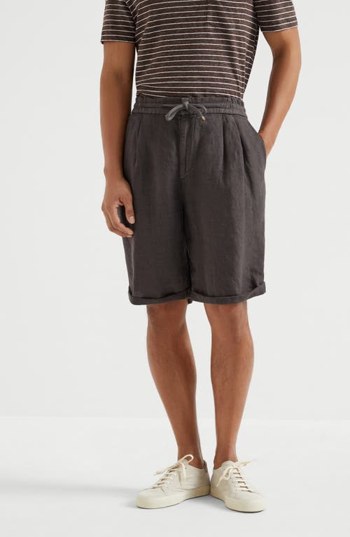 Brunello Cucinelli Bermuda Shorts With Drawstring In Coffee