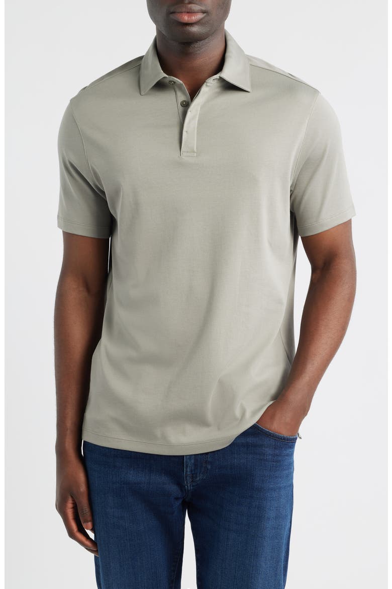Georgia Solid Pima Cotton Polo, Main, color, OLIVE DUST