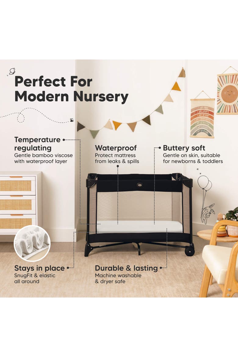 2-Pack Isla [Protect+] Waterproof Mini Crib Sheets, Alternate, color, Soft White