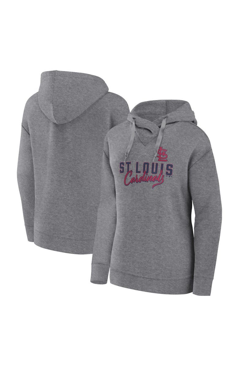 FANATICS Women's Fanatics Branded Heather Gray St. Louis Cardinals Script Favorite Lightweight Pullover Hoodie, Main, color, Heather Gray