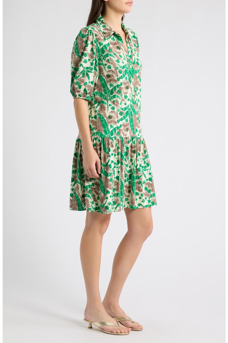 Bingley Print Puff Sleeve Shirtdress, Alternate, color, VANILLA SPICE HIDE AND LEAF