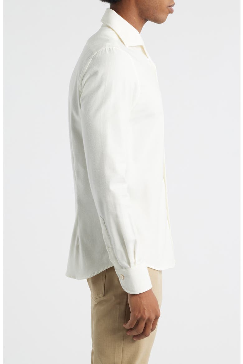 Slim Fit Camp Collar Cotton & Cashmere Flannel Button-Up Shirt, Alternate, color, IVORY