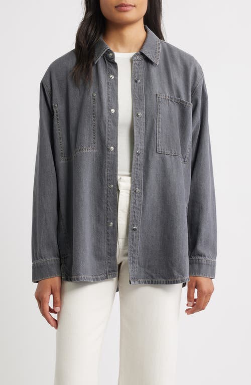 City Blues Gramercy Oversize Denim Snap-up Shirt In Black