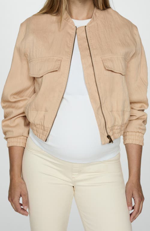 Mango Over The Bump Crop Flare Maternity Jeans In Off White