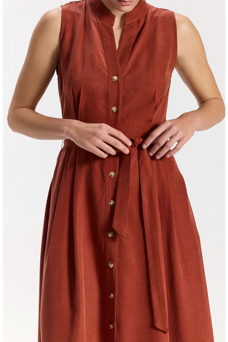 Sol Button-Front Sleeveless Midi Dress, Alternate, color, Terracotta