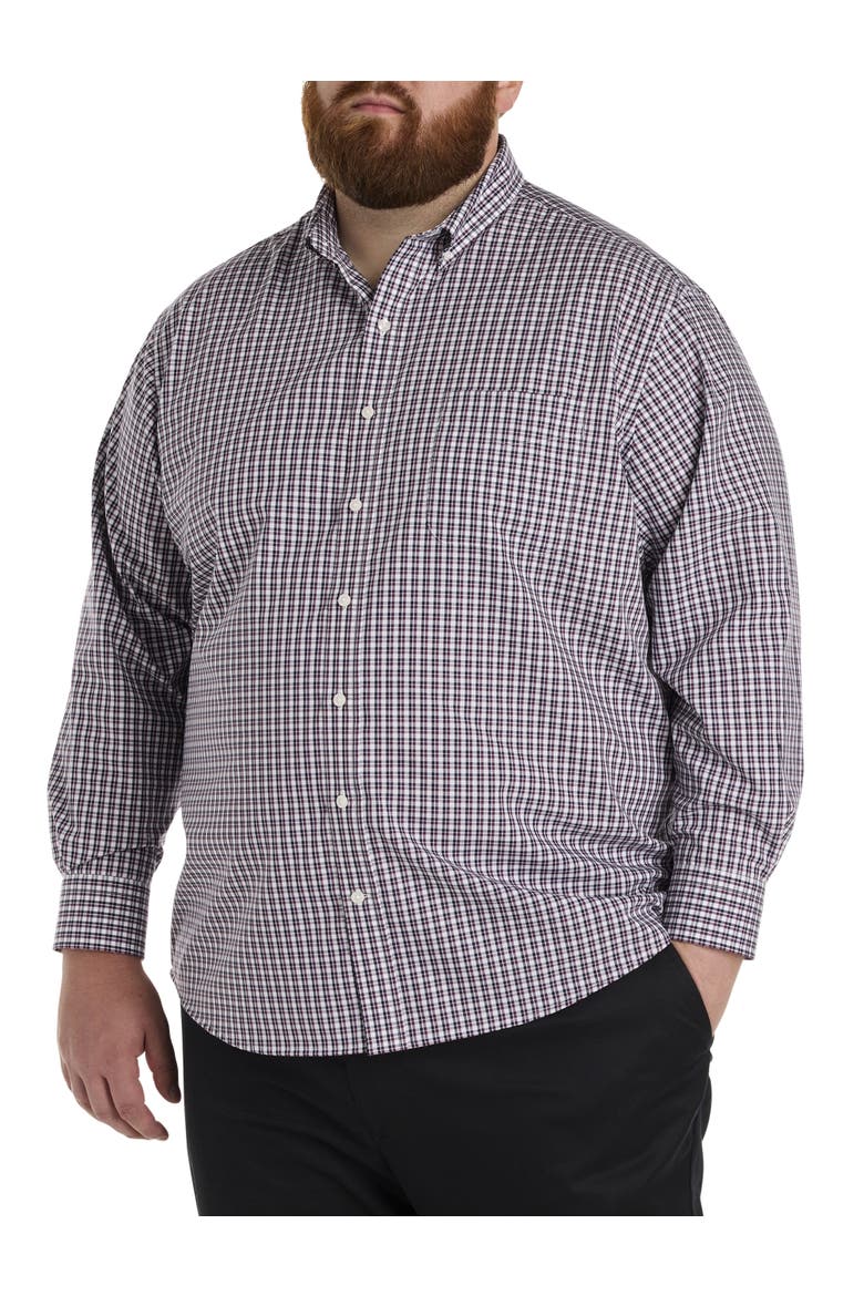Big & Tall Check Patterned Sport Shirt, Alternate, color, PURPLE MULTI