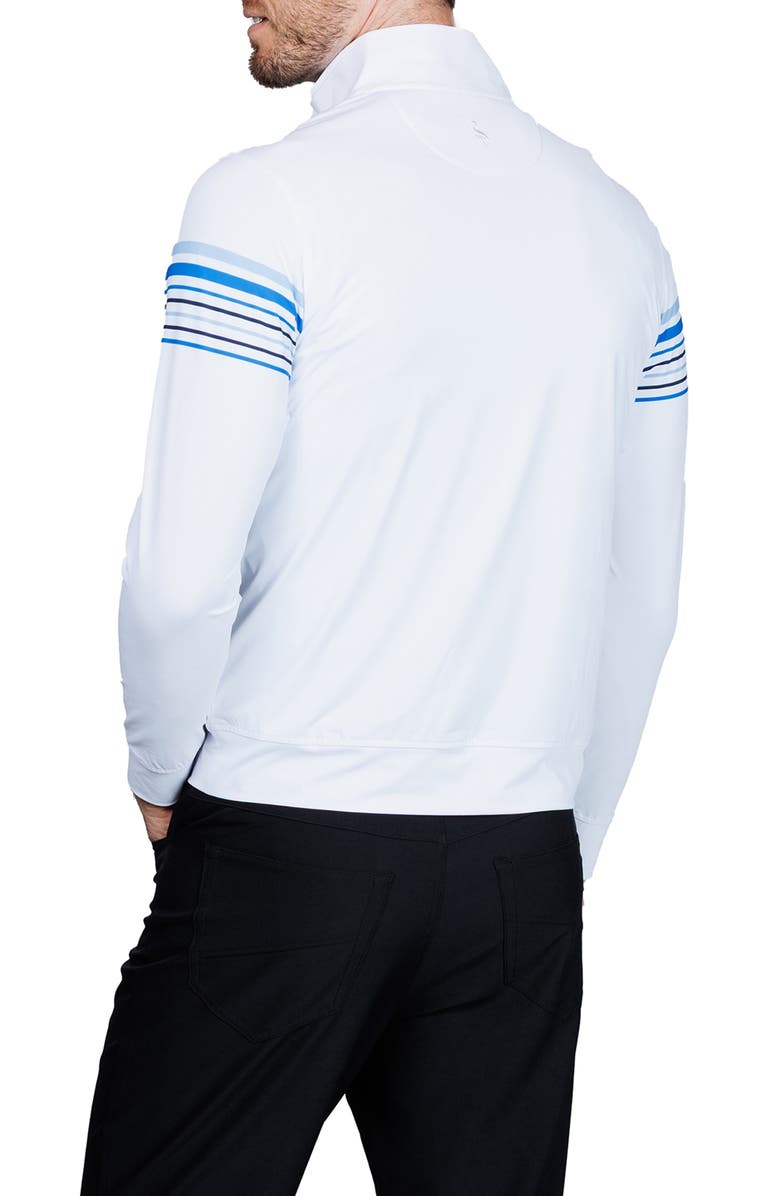 TailorByrd Engineered Stripe Performance Quarter-Zip Polo, Alternate, color, White
