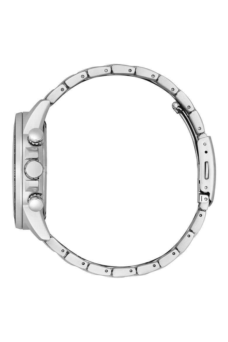 Eco Drive Chronograph Stainless Steel Bracelet Watch, 44mm, Alternate, color, SILVER