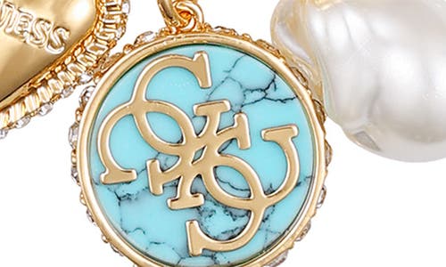 Guess Logo Charm Necklace In Gold