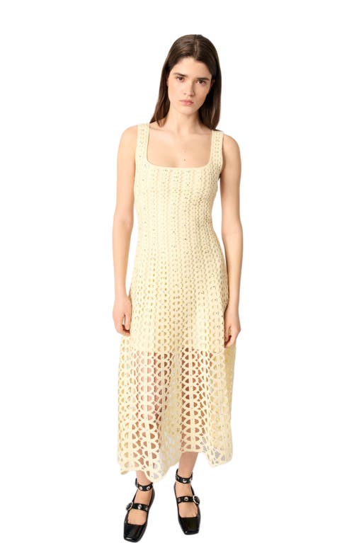 Maje Crocheted Embellished Midi Dress In Yellow