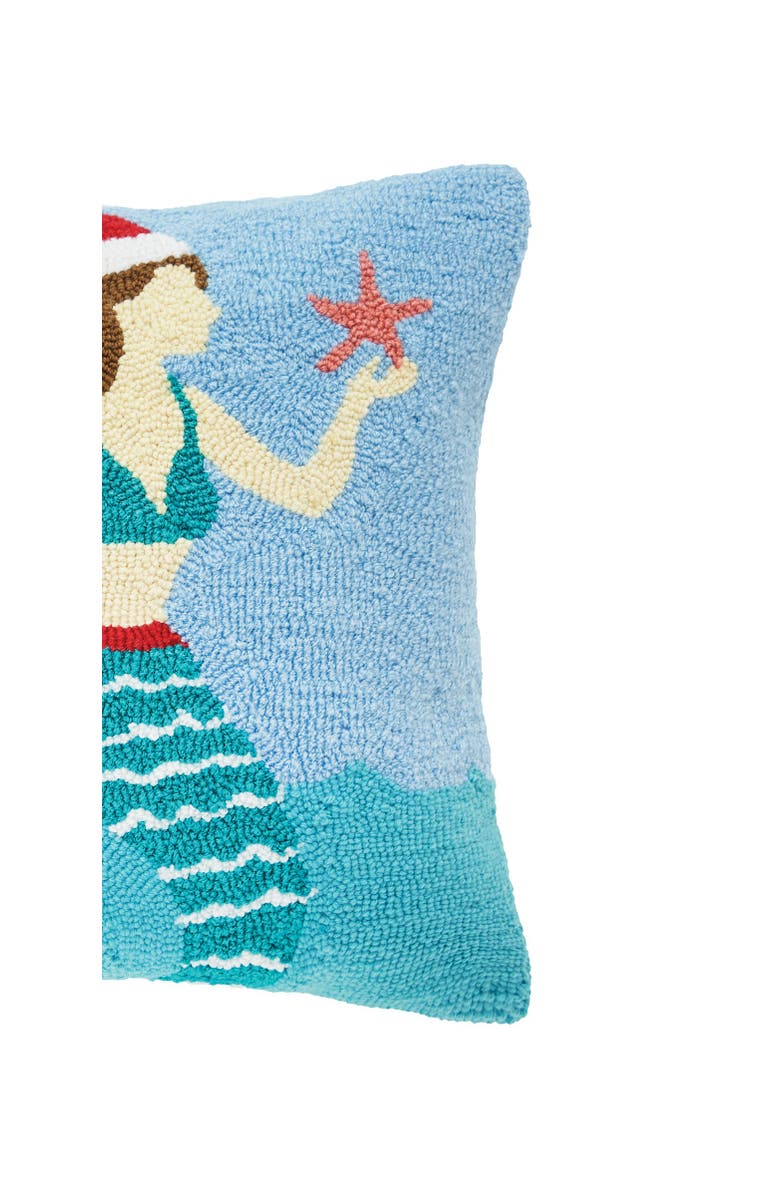 C&F Home Mermaid in Santa Hat Hooked Accent Throw Pillow 18" x 18", Alternate, color, 