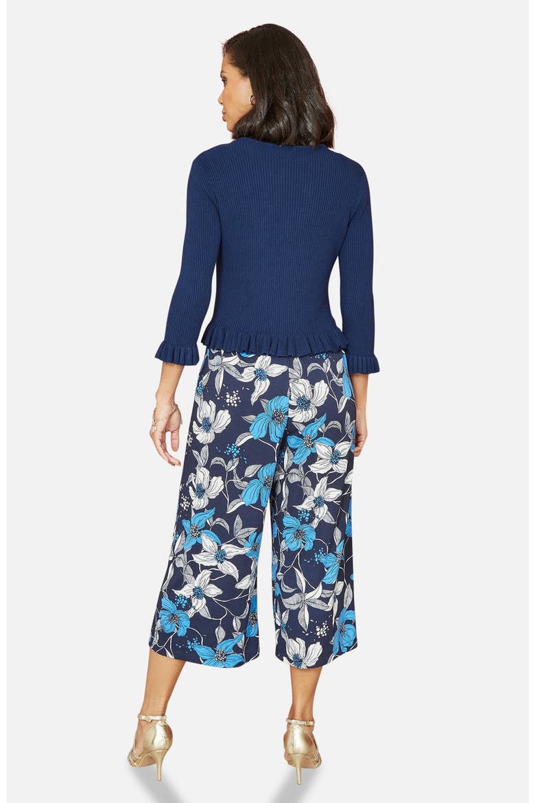 Tie Up Ribbed Frill Hem Cardigan, Alternate, color, Navy