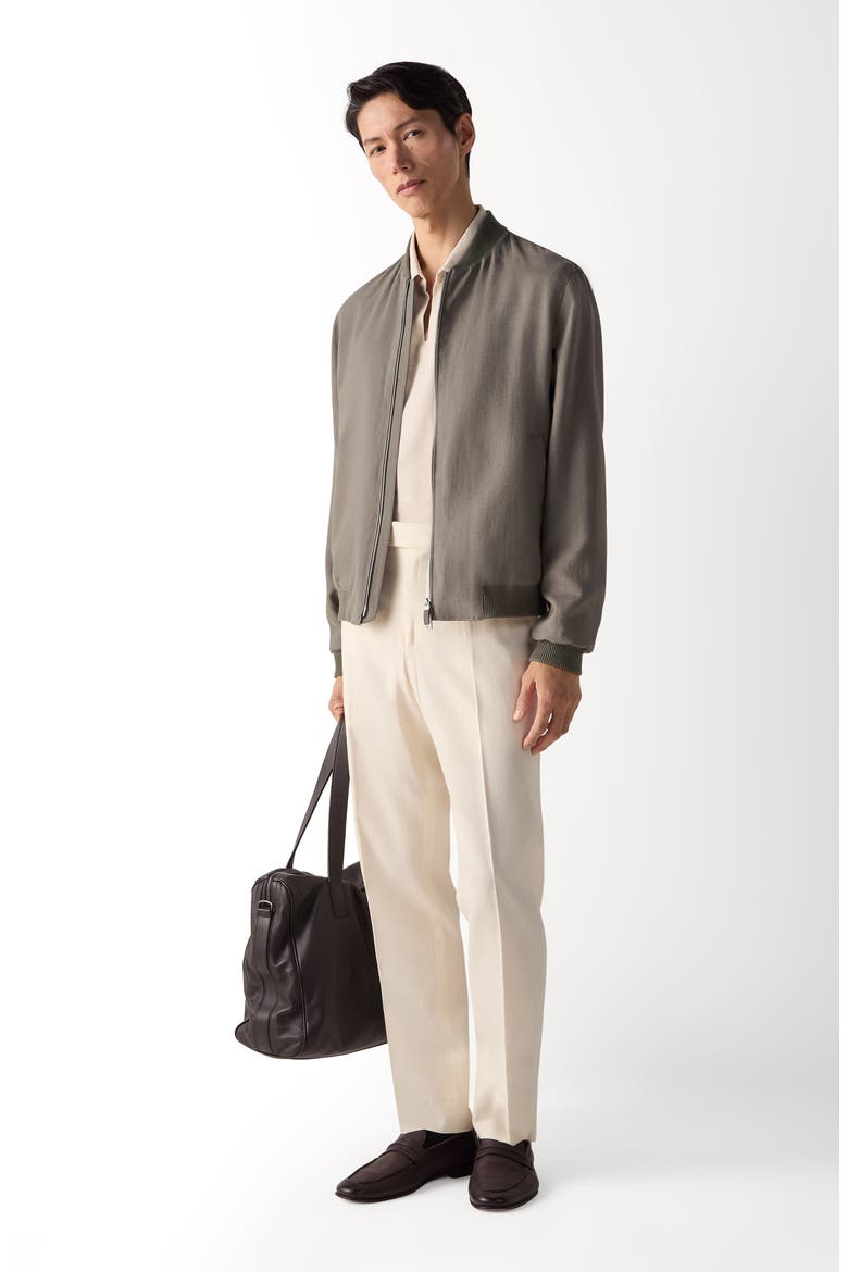 Oasi Lino Bomber Jacket, Alternate, color, DARK TAUPE