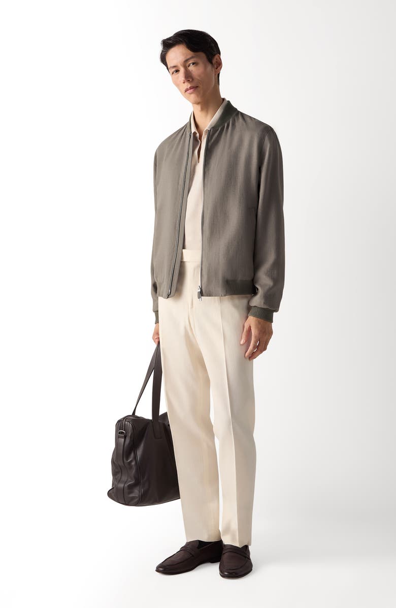 ZEGNA Oasi Lino Bomber Jacket, Alternate, color, Dark Taupe