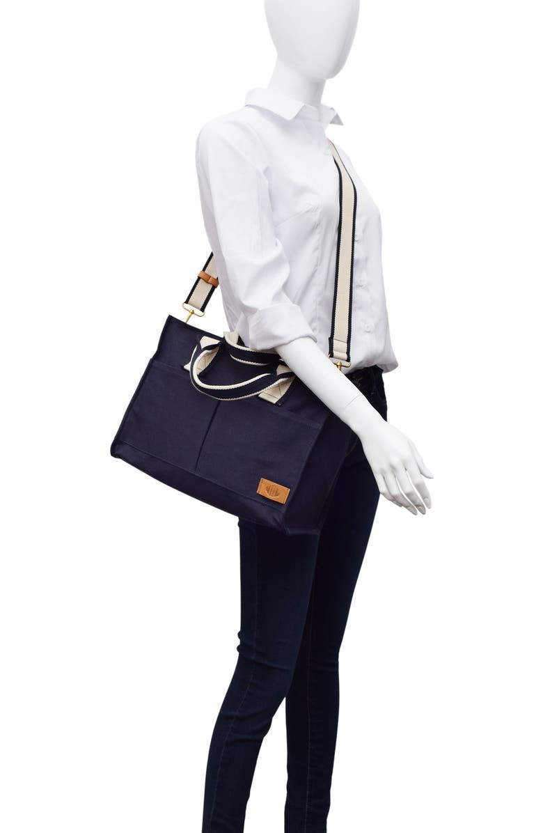New Amsterdam Leatherworks Zinia Satchel Bag, Alternate, color, Midnight/ Ivory