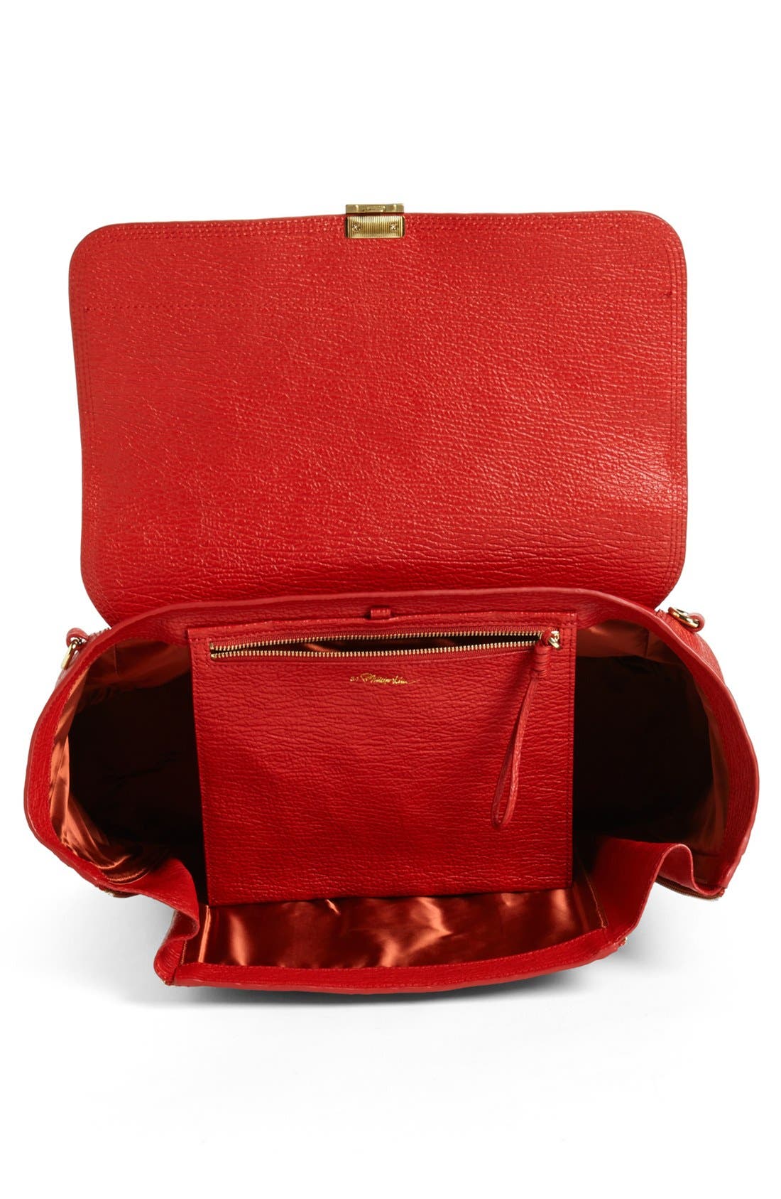 'Pashli' Shark Embossed Leather Satchel, Alternate, color, RED