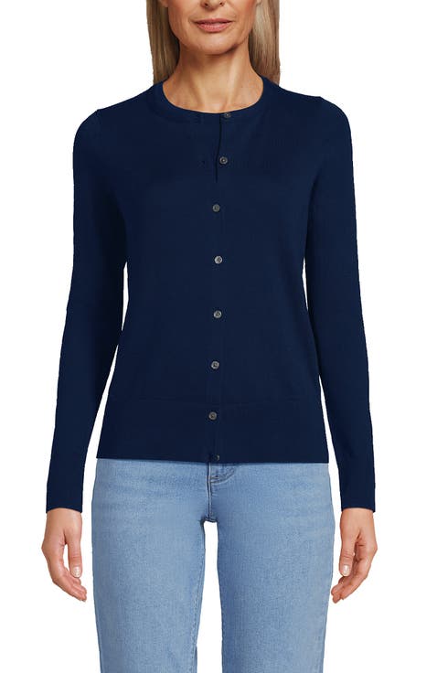 Fine Gauge Cotton Cardigan Sweater