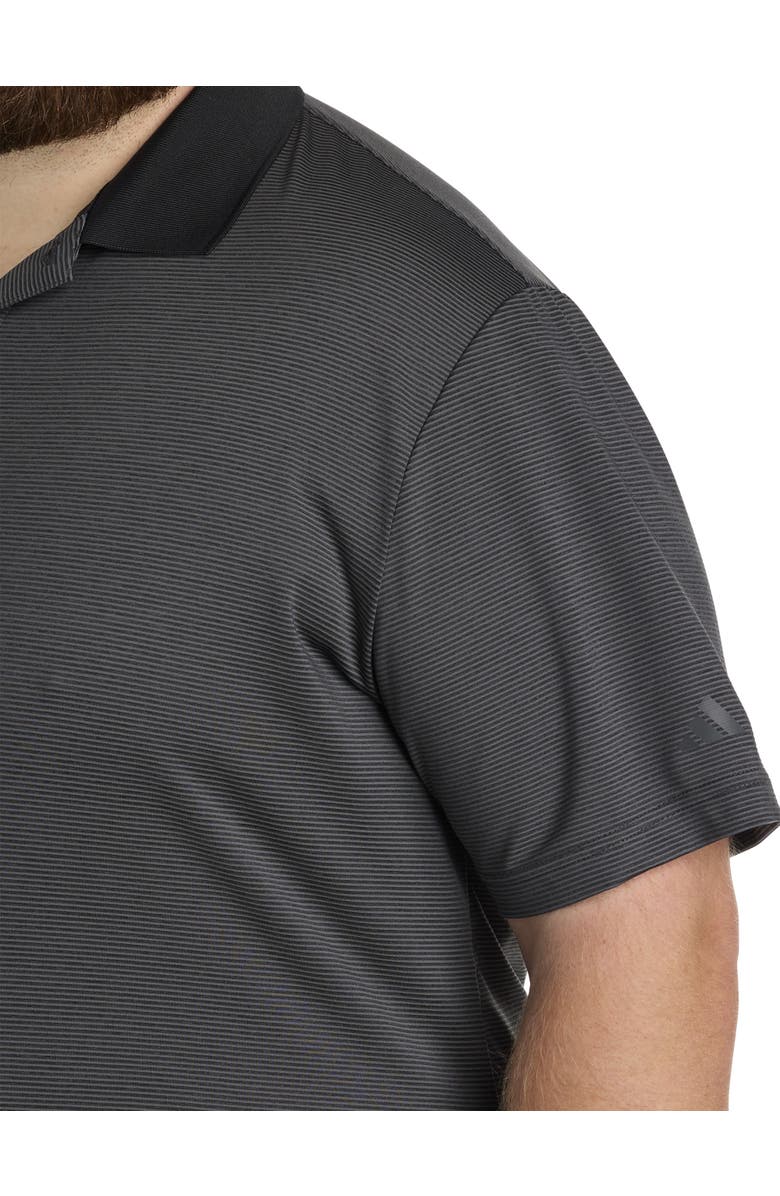 adidas Big & Tall Ottoman Stripe Polo Shirt, Alternate, color, Black/Grey