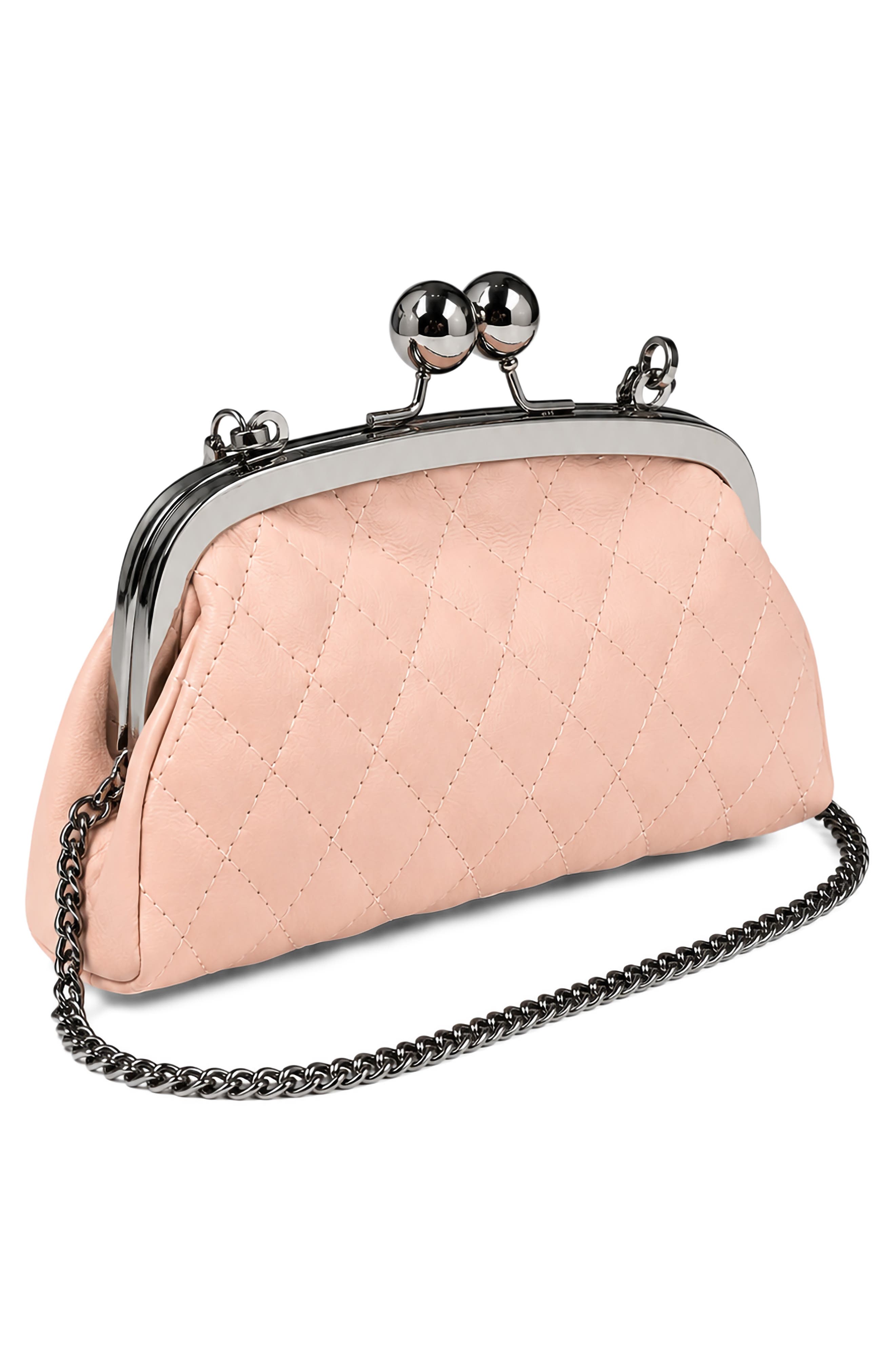 Alethea Quilted Leather Clutch, Alternate, color, PALE PINK
