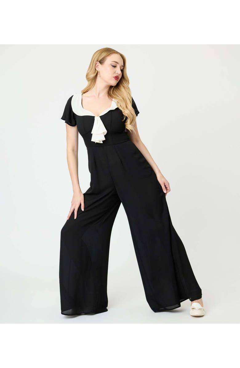 Unique Vintage Wide Leg Jumpsuit, Alternate, color, Black & White Accent