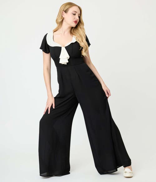 Unique Vintage Wide Leg Jumpsuit In Black