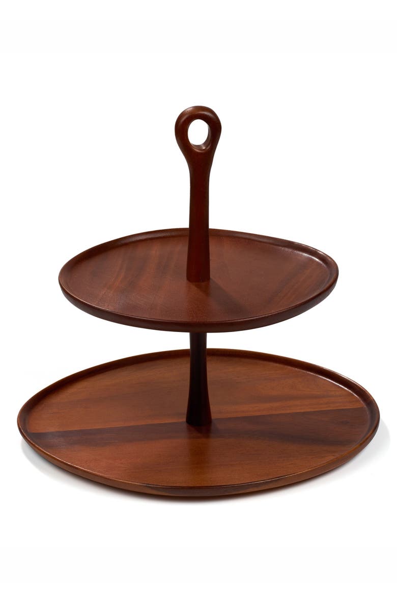 Nambé Portables Acacia Wood Tiered Server, Main, color, Brown