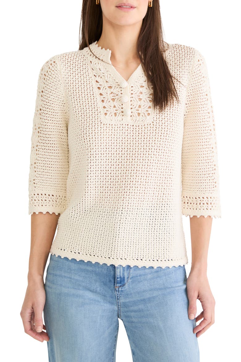 Semisheer Cotton Blend Open Stitch Sweater, Main, color, CLASSIC CREAM