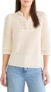 NIC+ZOE Semisheer Cotton Blend Open Stitch Sweater
