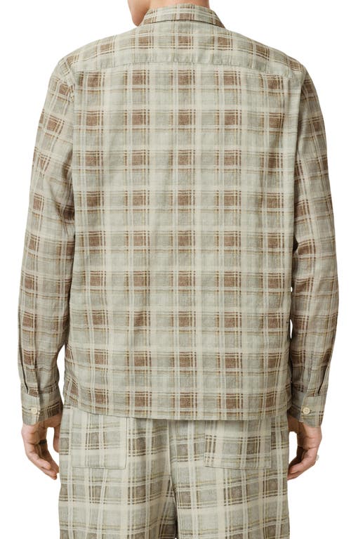 Allsaints Seattle Check Long Sleeve Camp Shirt In Light Ash Green