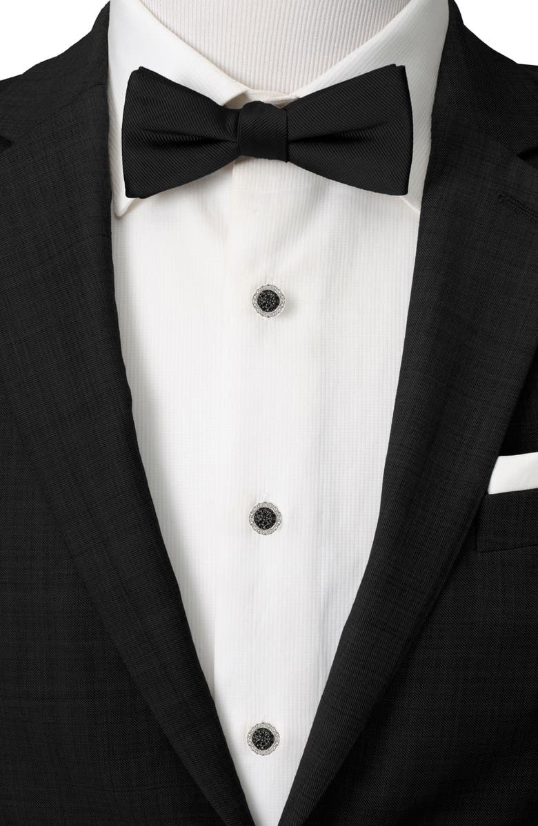 Cufflinks, Inc. Vincent De Paul White & Black Pave Crystals Stud Set, Alternate, color, Black