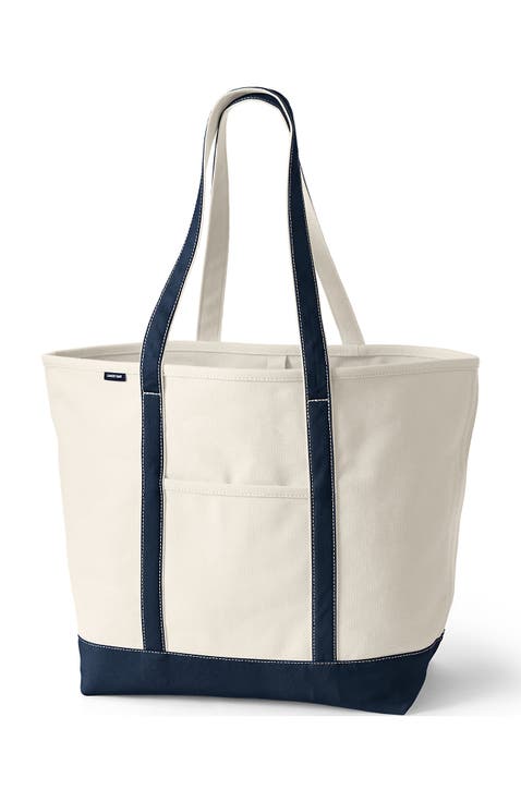 Open Top Long Handle Canvas Tote Bag