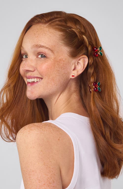 Kitsch 2-pack Mini Cherry Crystal Claw Clips In Red