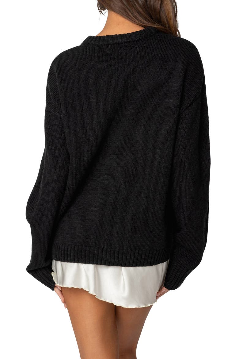 Puppy Love Embroidered Sweater, Alternate, color, BLACK