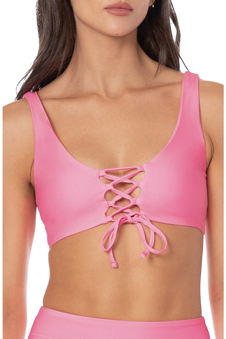 Pink Allure V-Neck Bikini Top, Alternate, color, PINK