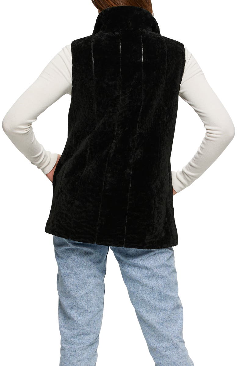 GORSKI Genuine Shearling Hooded Vest Reversible To Taffeta, Alternate, color, Black/Black