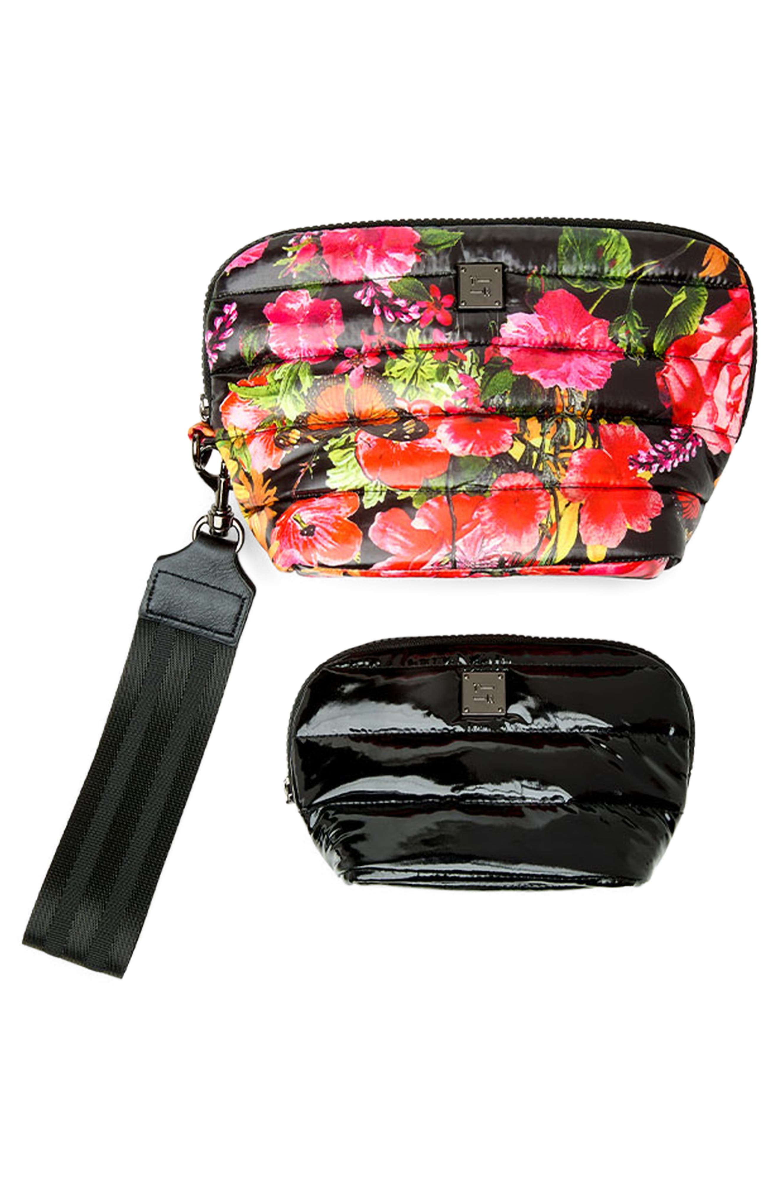 THINK ROYLN Double Stash Set of 2 Zip-Top Travel Pouches, Alternate, color, Floral