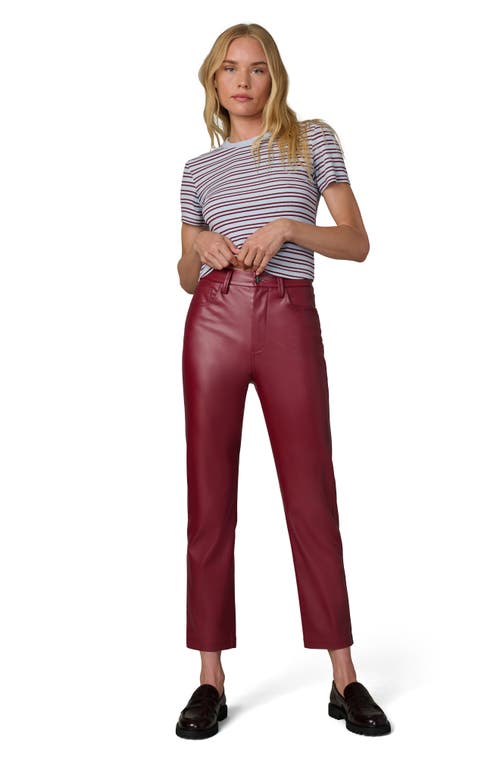 Joe's Jeans Lyra Slim Ankle Faux Leather Pants In Burgundy
