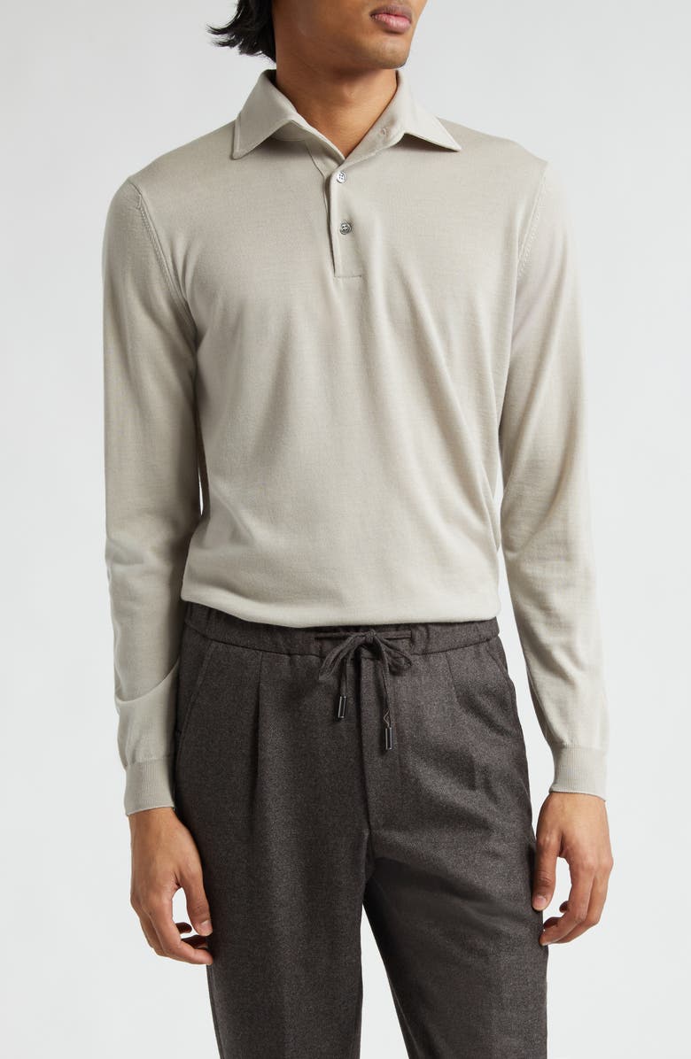 Thom Sweeney Merino Wool Polo Sweater, Main, color, Stone