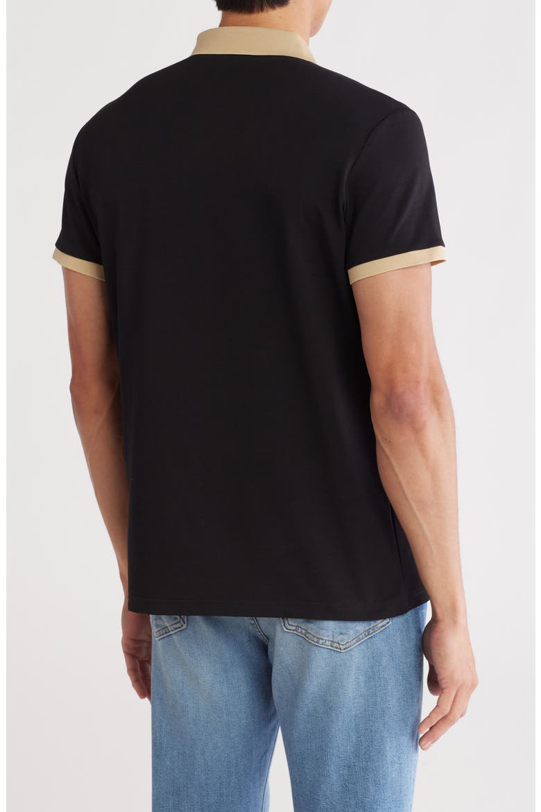 Slim Fit Stretch Cotton Polo, Alternate, color, BLACK
