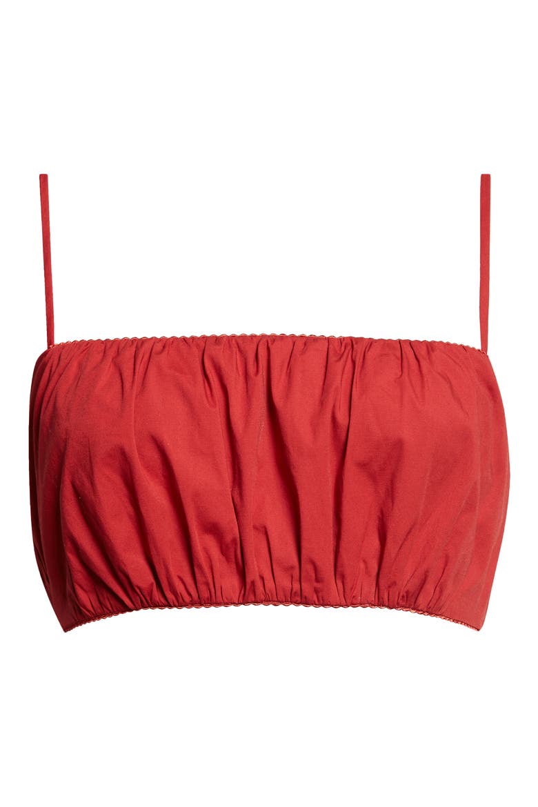 Fiore Stretch Cotton Bralette Top, Alternate, color, ROUGE