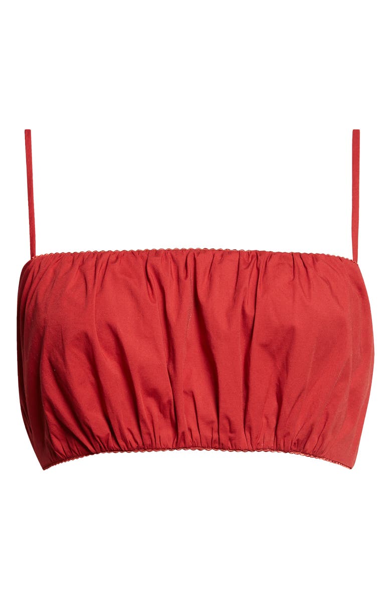 STAUD Fiore Stretch Cotton Bralette Top, Alternate, color, Rouge