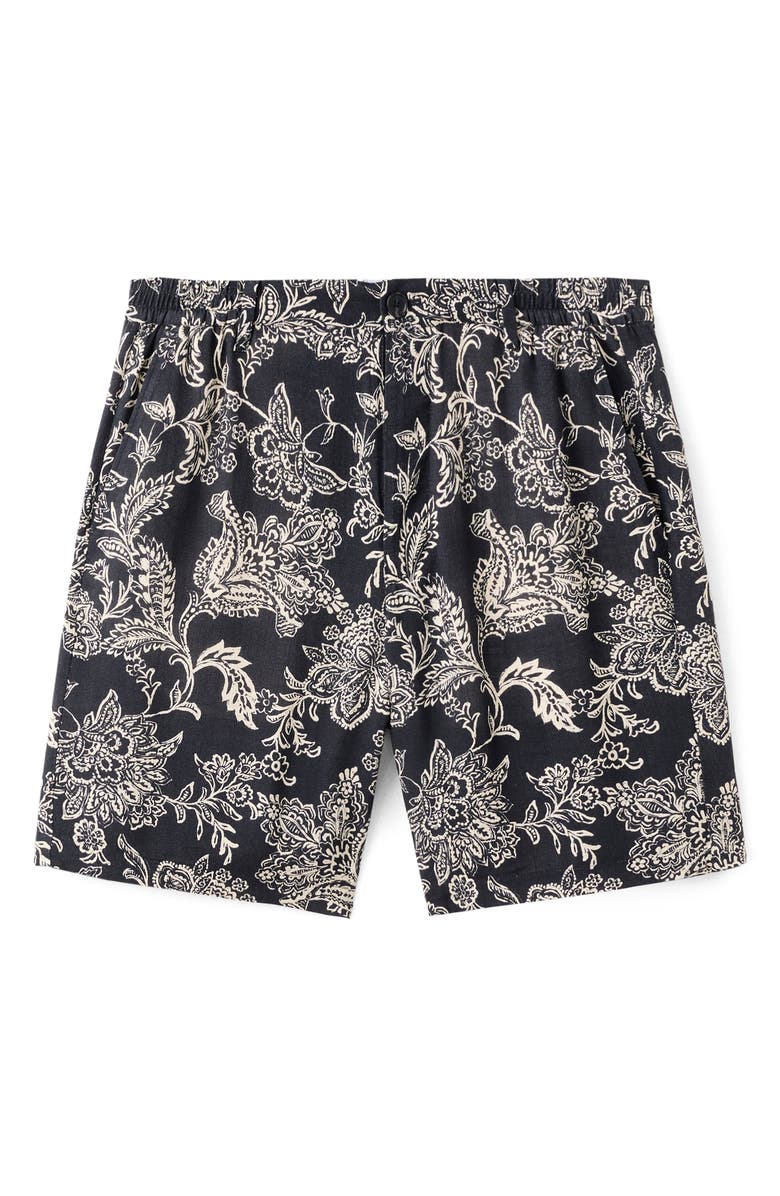 MANGO Slim Fit Print Bermuda Shorts, Alternate, color, Black