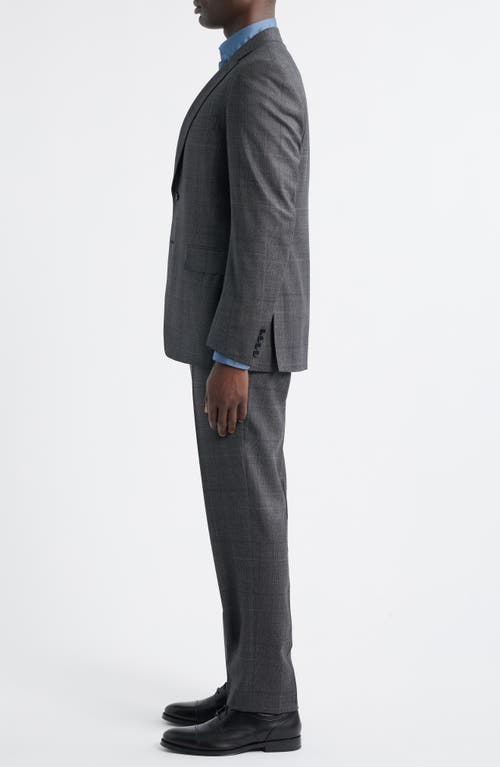 Canali Siena Regular Fit Charcoal Grey Glen Plaid Super 130s Wool Suit In Gray