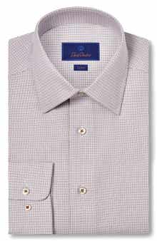 David Donahue Trim Fit Dobby Micro Check Dress Shirt