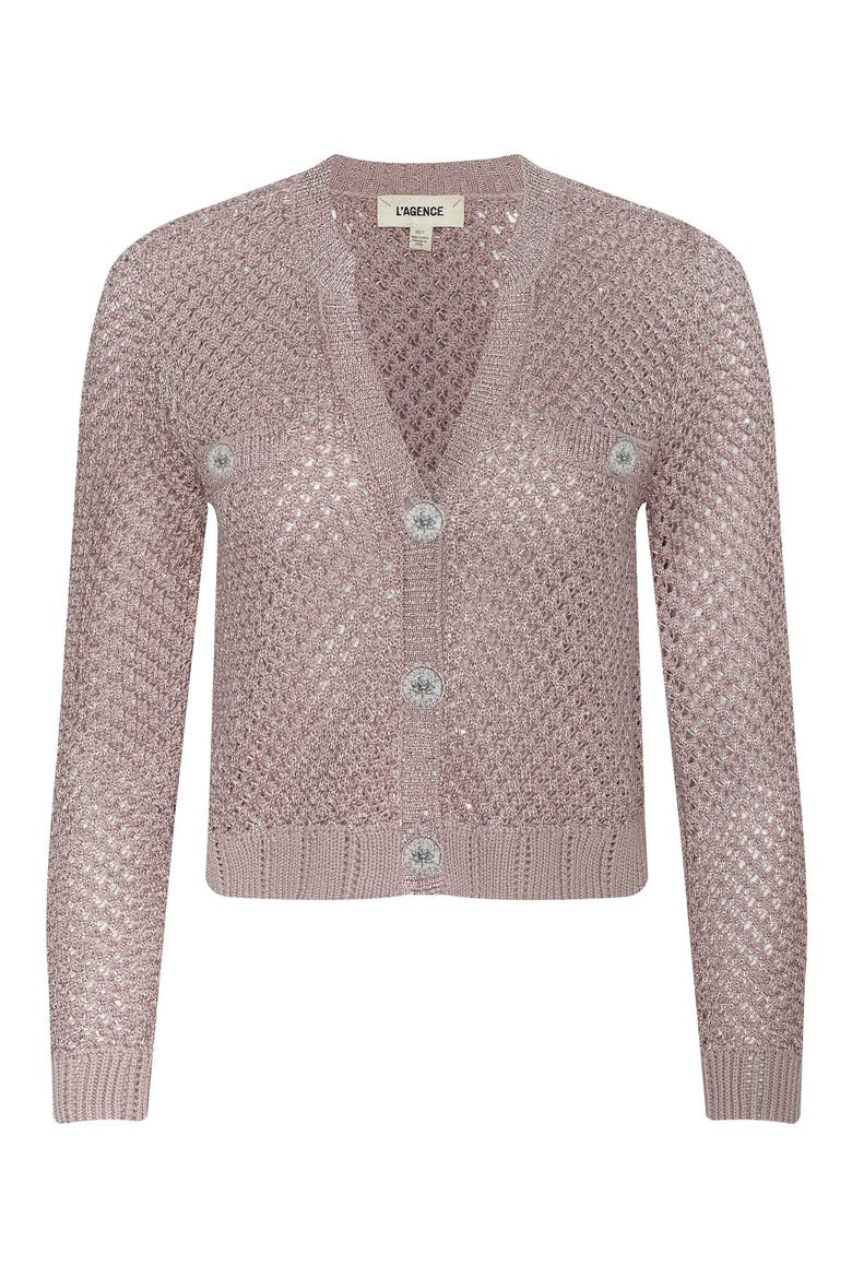 Blanca Sequin Crop Cardigan, Alternate, color, ADOBE ROSE