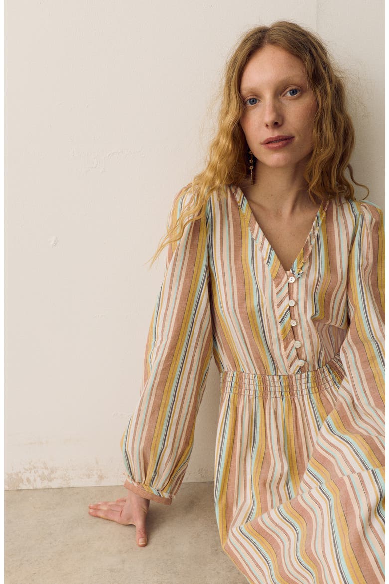 Stripe Long Sleeve Maxi Dress, Alternate, color, PINK/ MULTI